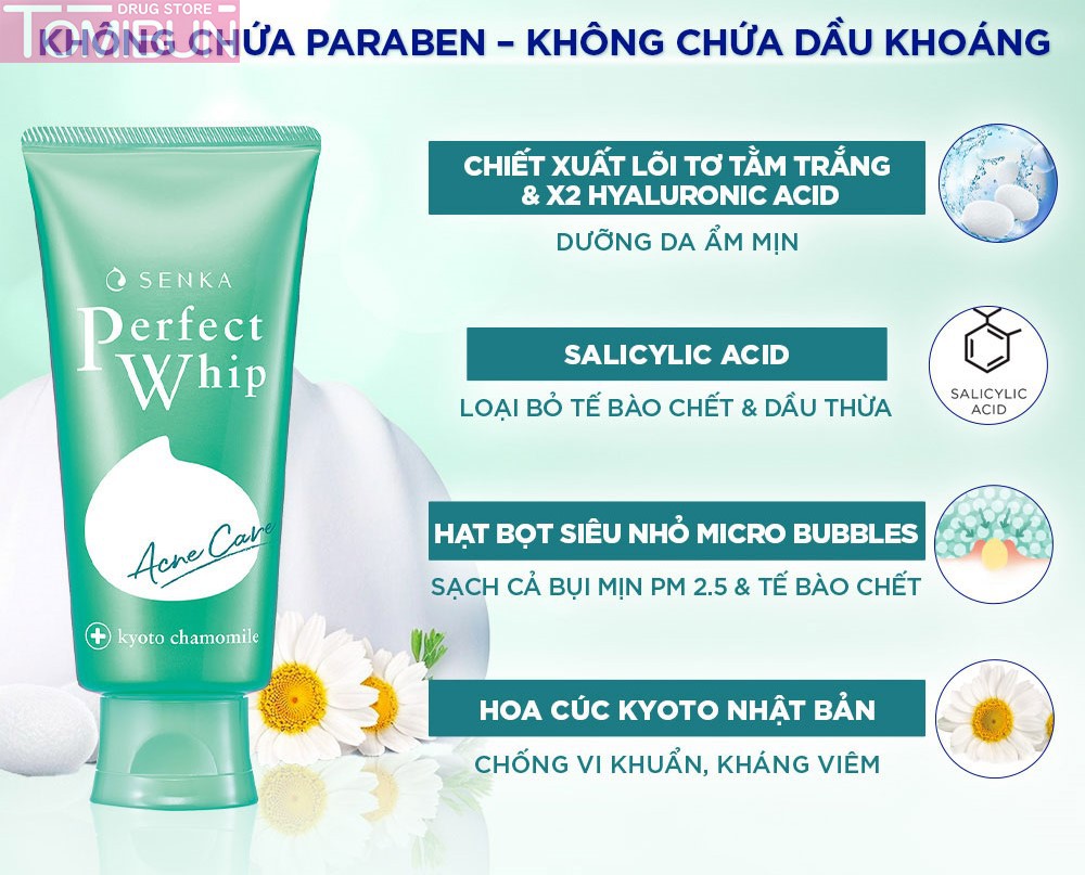 SỮA RỬA MẶT SENKA DÀNH CHO DA MỤN PERFECT WHIP ACNE CARE 100G